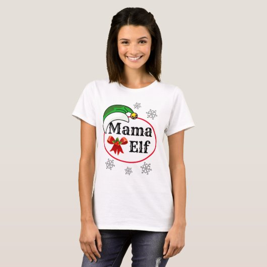 女性のノベルティクリスマスママ小妖精や小人衣装T-Shir Tシャツ (正面フル)