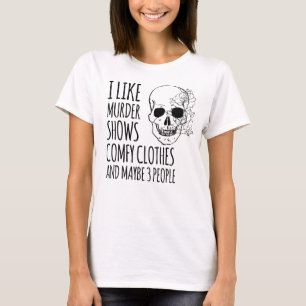 女性のノベルティシャツ、殺人者は友人の恐怖を示す Tシャツ