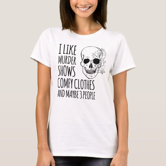 女性のノベルティシャツ、殺人者は友人の恐怖を示す Tシャツ (正面)