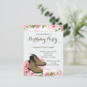 女性のハイキング誕生日パーティー 招待状 (スタンド正面)