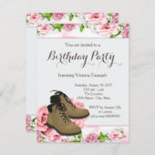 女性のハイキング誕生日パーティー 招待状 (正面/裏面)