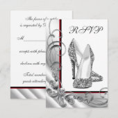 女性のハイヒール靴の誕生日パーティーへの返信 出欠カード (正面/裏面)