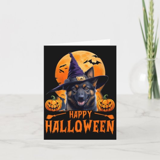 女性のハッピーハロウィンドッグ1 カード (正面)