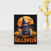 女性のハッピーハロウィンドッグ1 カード (黄色い花)