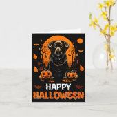 女性のハッピーハロウィンドッグ2 カード (黄色い花)
