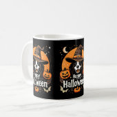 女性のハロウィンを楽しむ犬 コーヒーマグカップ (正面左)