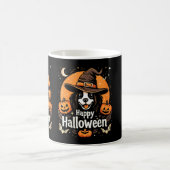 女性のハロウィンを楽しむ犬 コーヒーマグカップ (中央)