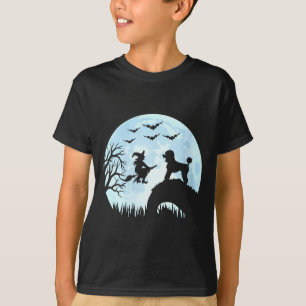 女性のハロウィン魔女プードル Tシャツ