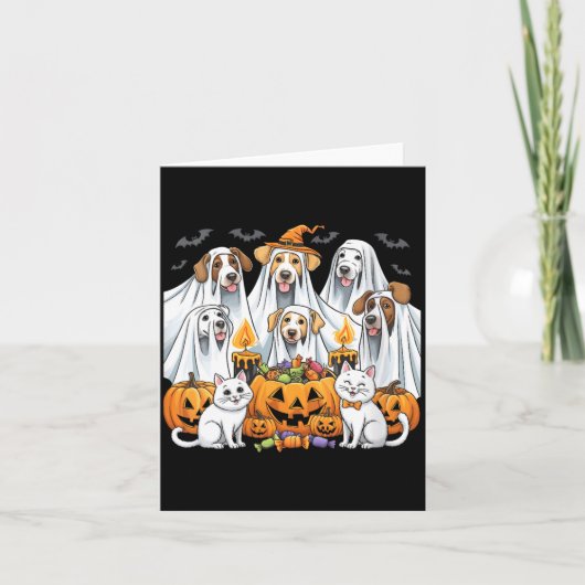 女性のハロウィン 犬 おばけ 面白い ハロウィン 犬 用 カード (正面)