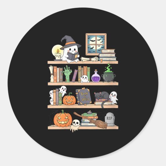 女性のハロウィーン本ゴースト ラウンドシール (正面)
