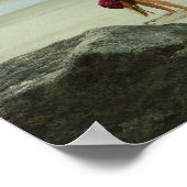 女性のハンドスタンド海ポスター ポスター (角)