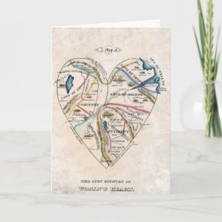 女性のハートのヴィンテージのビクトリアンな地図 シーズンカード