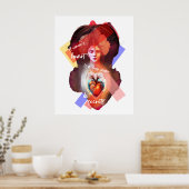 女性のハート白ポスター ポスター (キッチン)