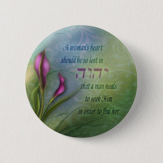 女性のハート-オランダカイウユリ 缶バッジ (正面)