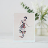 女性のハーレクインのための衣装デザイン, c.1880 ポストカード (スタンド正面)