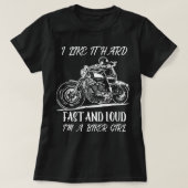 女性のバイクのバイク乗り手、ギフトことわざ汗 Tシャツ (デザイン正面)
