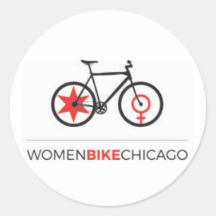 女性のバイクシカゴ-都市直立したデザインのステッカー ラウンドシール
