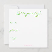 女性のバグパーティの招待状 招待状 (裏面)