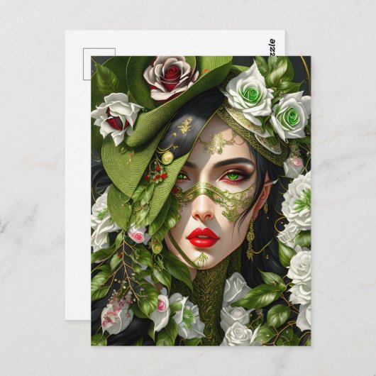 女性のバラ,ポストクロッシング ポストカード (正面/裏面)