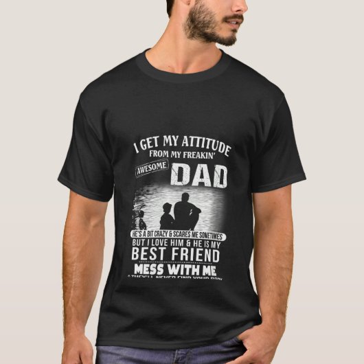 女性のパパと子供フリークから私の態度を得る Tシャツ (正面)