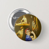 女性のパワーボタン 缶バッジ (正面&裏面)