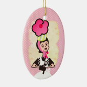 女性のパン屋の巨大なカップケーキのクリスマスのオーナメント セラミックオーナメント (右)