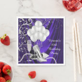 女性のパープルシルバーシューズパーティー スタンダードランチョンナプキン (インサイチュ)