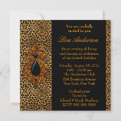 女性のヒョウ柄 40歳の誕生日パーティー 招待状 (裏面)