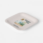 女性のビーチと花をテーマにした定年パーティー ペーパープレート (傾斜あり)