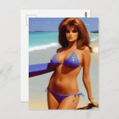 女性のビーチはがき ポストカード (正面/裏面)