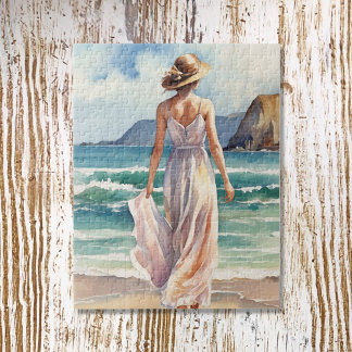 女性のビーチ ジグソーパズル