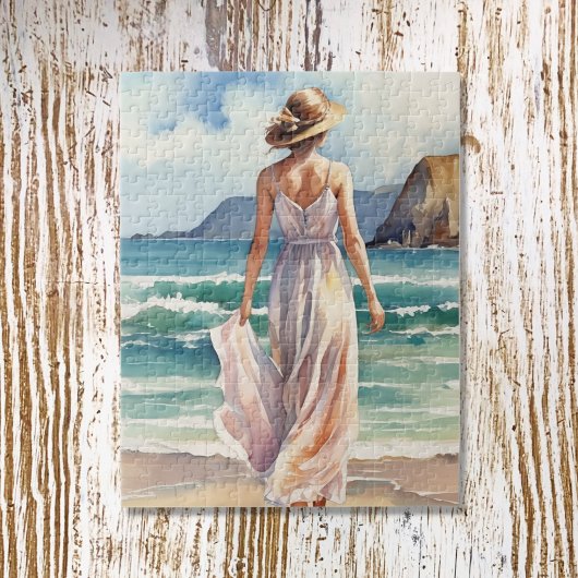 女性のビーチ ジグソーパズル