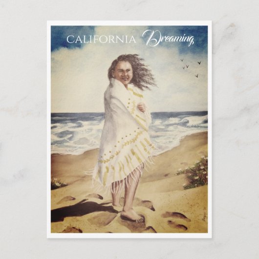女性のビーチ ポストカード (正面)