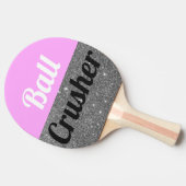 女性のピンクのおもしろいな球の粉砕機は話を平手で打ちます 卓球ラケット (横)