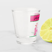 女性のピンクのゴルフカートのクラブゴルファー名 ショットグラス (左)