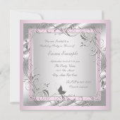 女性のピンクの誕生日パーティー 招待状 (裏面)