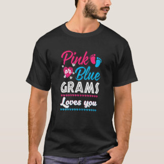 女性のピンクまたはブルーグラムあなたを愛する性別を明かす Tシャツ