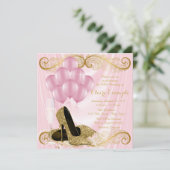 女性のピンクゴールドの誕生日パーティー招待状 招待状 (スタンド正面)