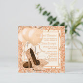 女性のピーチとクリームの誕生日パーティー 招待状 (スタンド正面)