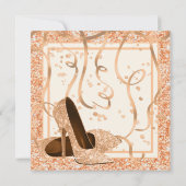 女性のピーチとクリームの誕生日パーティー 招待状 (裏面)