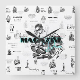 女性のファッション誌 スクエア壁時計