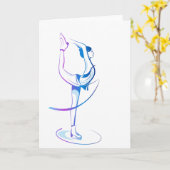 女性のフィギュアスケートの挨拶状 カード (黄色い花)