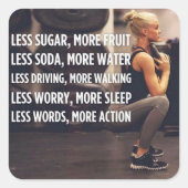 女性のフィットネス感動的の言葉 – もっとアクション スクエアシール (正面)