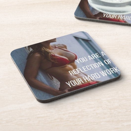 女性のフィットネス感動的言葉 – 懸命作品 コースター (左側)