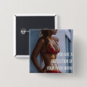 女性のフィットネス感動的言葉 – 懸命作品 缶バッジ (正面&裏面)