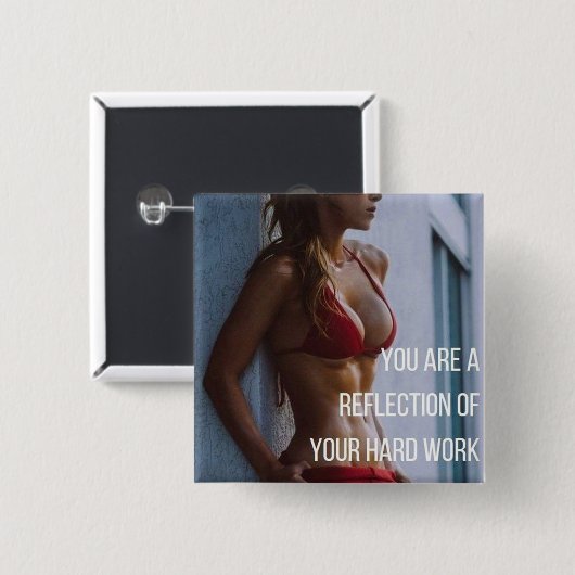 女性のフィットネス感動的言葉 – 懸命作品 缶バッジ (正面&裏面)