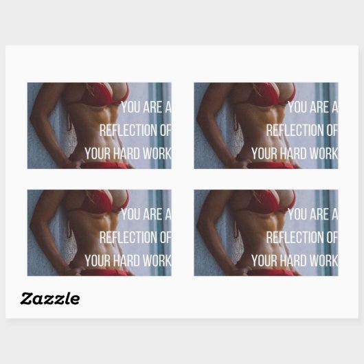 女性のフィットネス感動的言葉 – 懸命作品 長方形シール (シート)