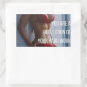 女性のフィットネス感動的言葉 – 懸命作品 長方形シール (バッグ)