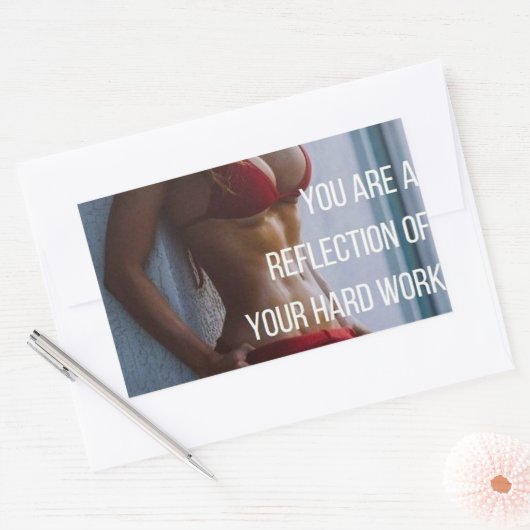 女性のフィットネス感動的言葉 – 懸命作品 長方形シール (封筒)