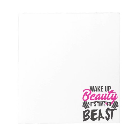 女性のフィットネス – ウェイクアップ美しい、ビーストへの時間 ノートパッド (正面)